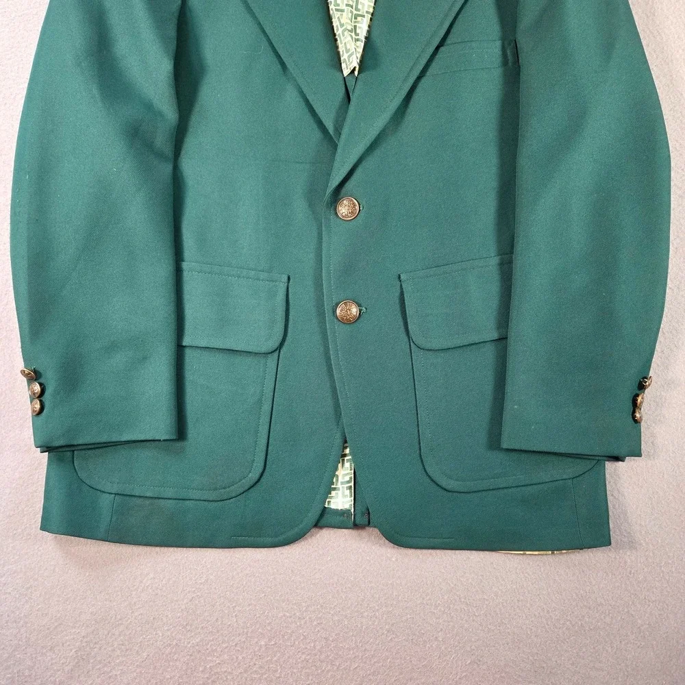 Vintage Leisure Suit Jacket Mens 40R Green JCPenney 70s Disco Mod Blazer